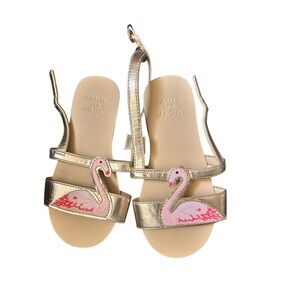 Janie and Jack Gold Kids Sandals with Swan Design